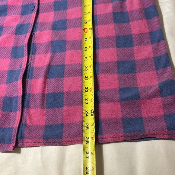 Riders By Lee Plaid Flannel Pink Blue Button up Fleece Size XL - Picture 5 of 10